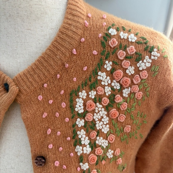 Vintage Weino Embroidered Flower Details Cardigan Sweater - Picture 3 of 13